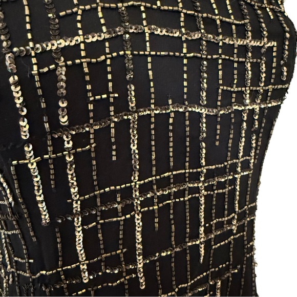 Chelsea & Violet Dress Sz M Beaded SequinGold Black Mini Strappy Party Holiday - Picture 3 of 15